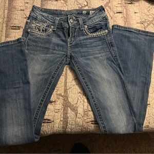 Miss Me Blue Boot Cut Jeans with Embellished Pockets